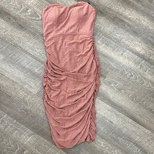 Rose gold strapless dress